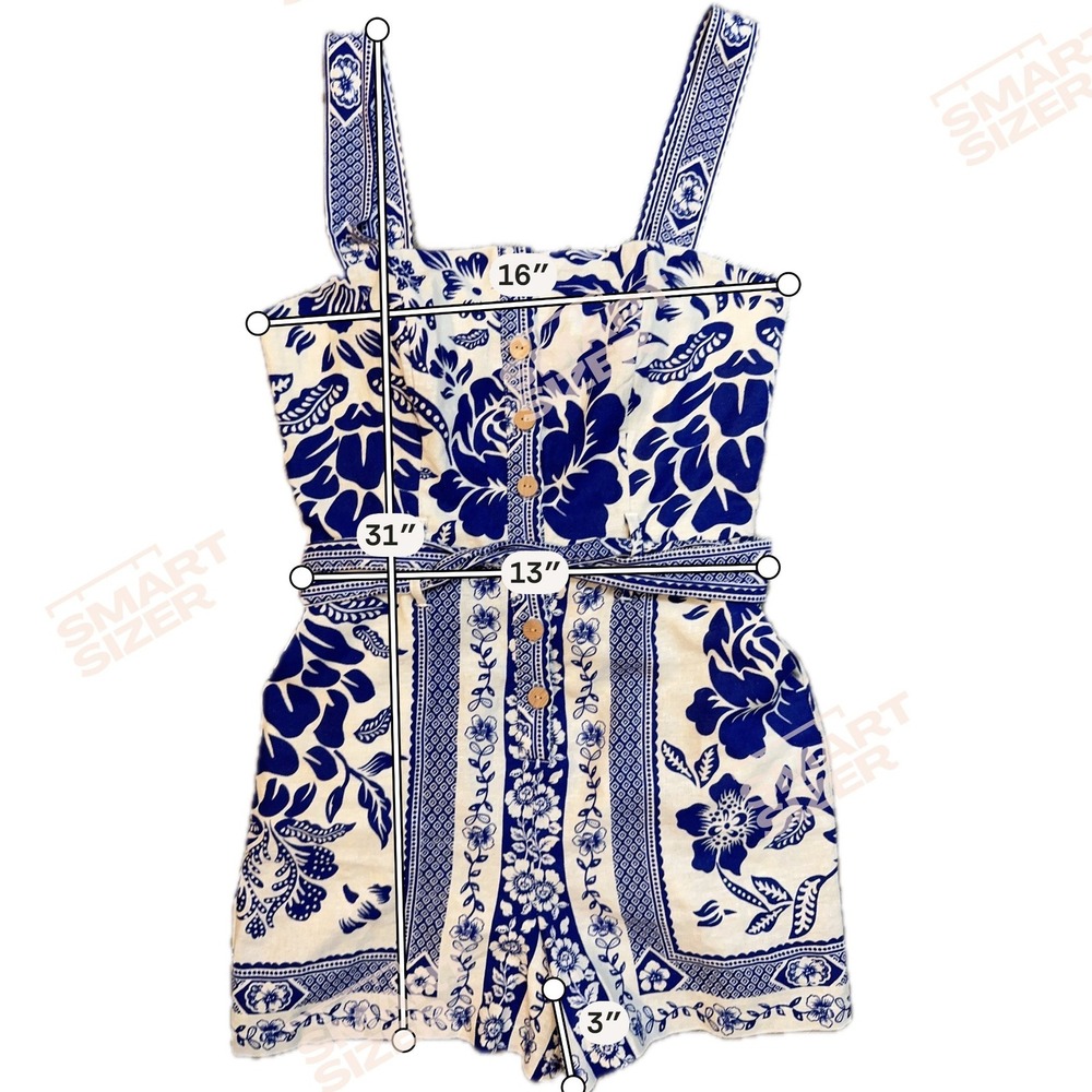 Rachel Zoe Blue and White Floral Print Tie-Waist Romper - Picture 10 of 10